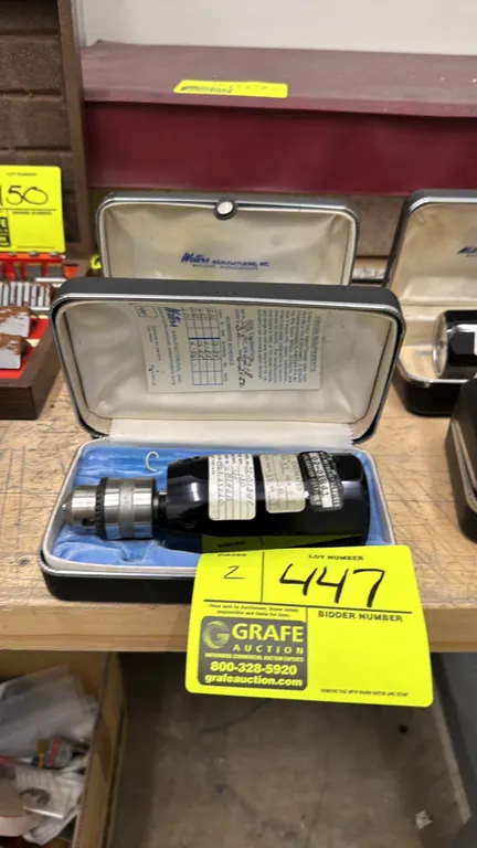 Waters torque watch gauges. Features Jacobs chuck attachments. Includes fitted hard-shell storage cases with lined interiors.