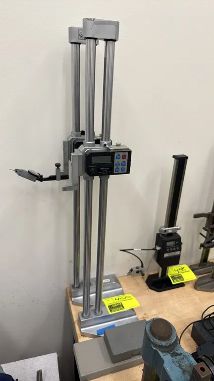 Mitutoyo 192-657 Series 192 Digimatic height gages. Features dual-column design, 0-24" measuring range, and LCD digital readout. Includes (2) height g