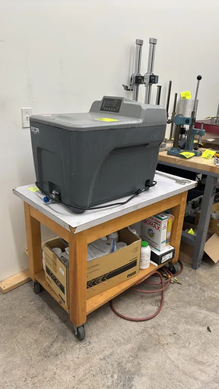 PADT SCA-1200HT support cleaning apparatus. Features digital control panel, front drain valve, and removable stainless steel wire basket. Includes rol