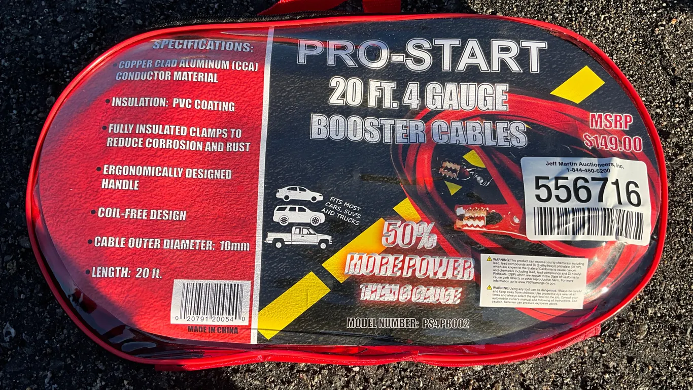 UNUSED PRO START PS4PB002 4 GA 20' BOOSTER CABLES