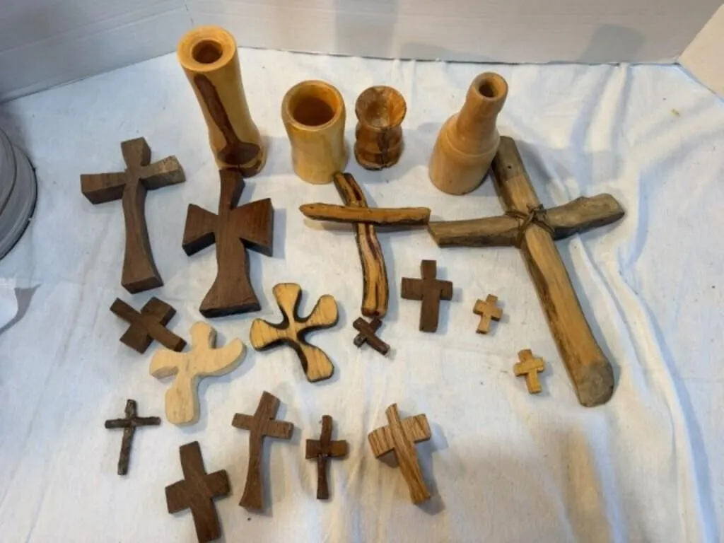 Wood Carved Crosses & Vases
