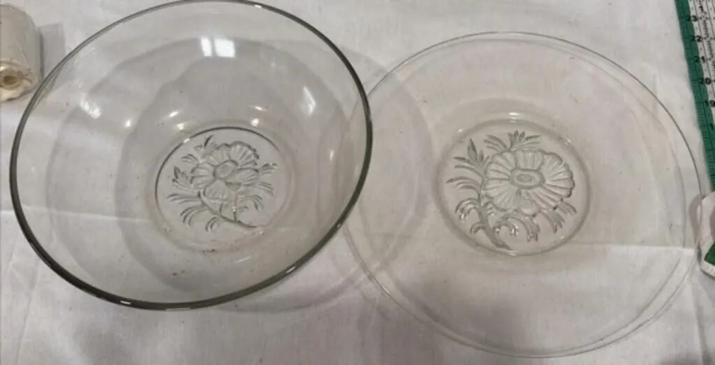 Vintage Jeanette Crystal Bowl & Platter