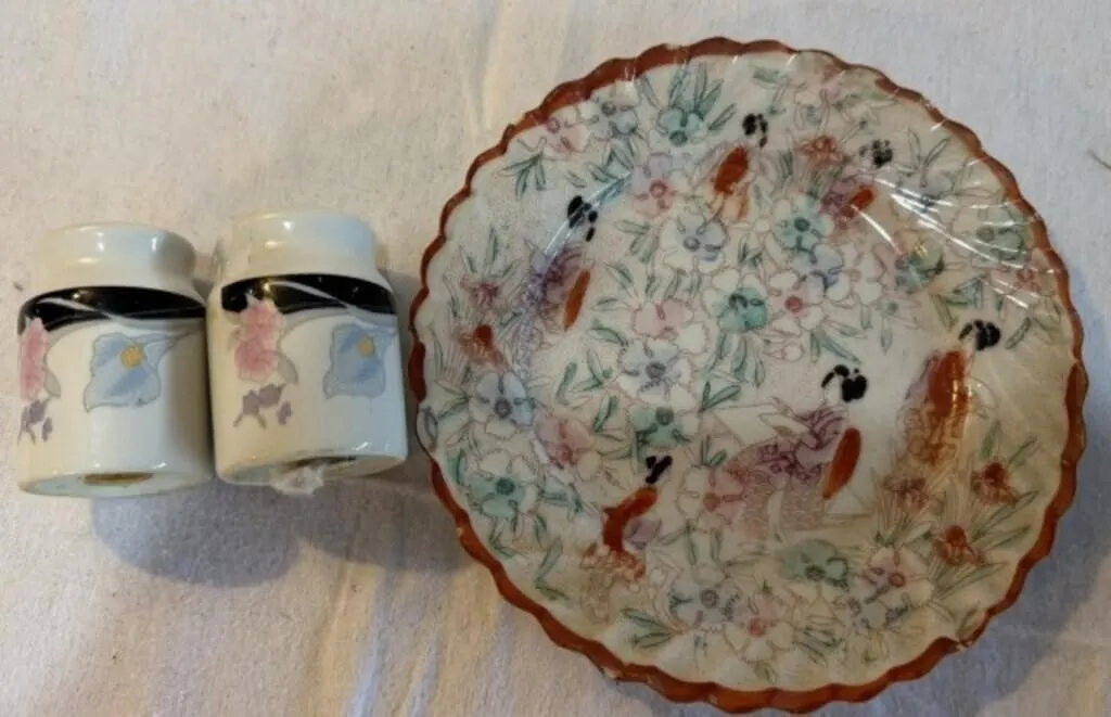 vintage Japanese Plate & S & P Shakers