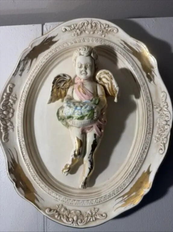 Vintage Ivory Chalk Plaque