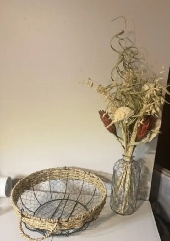 Wire Basket and Vase
