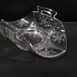 Vintage Pressed Glass Floral Etched Candy Dish