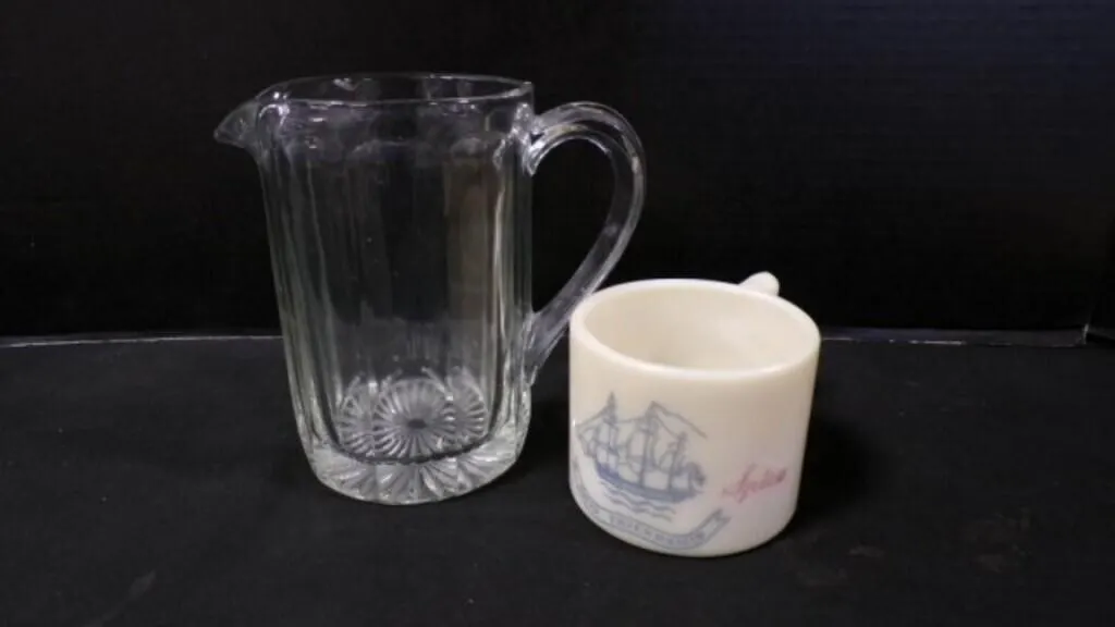 Vintage Paneled Glass Pitcher & Old Spice Mug