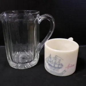 Vintage Paneled Glass Pitcher & Old Spice Mug
