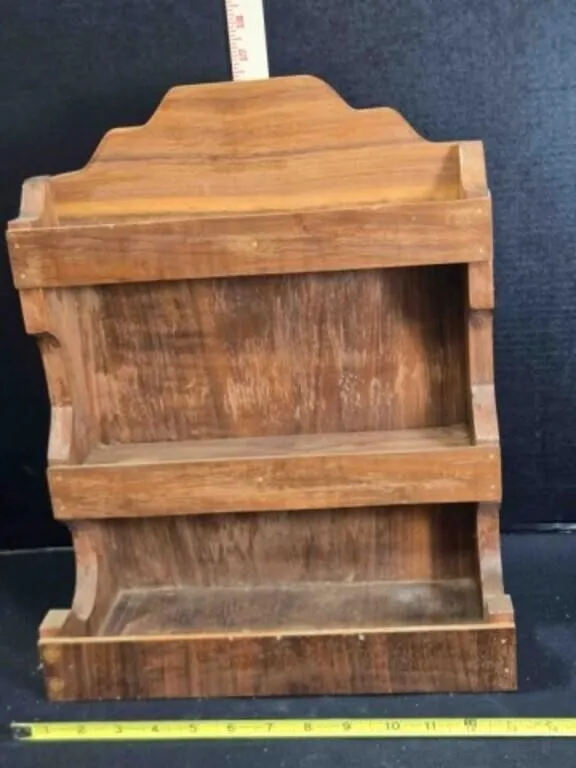 3 Shelf Wooden Display Case, 16" tall