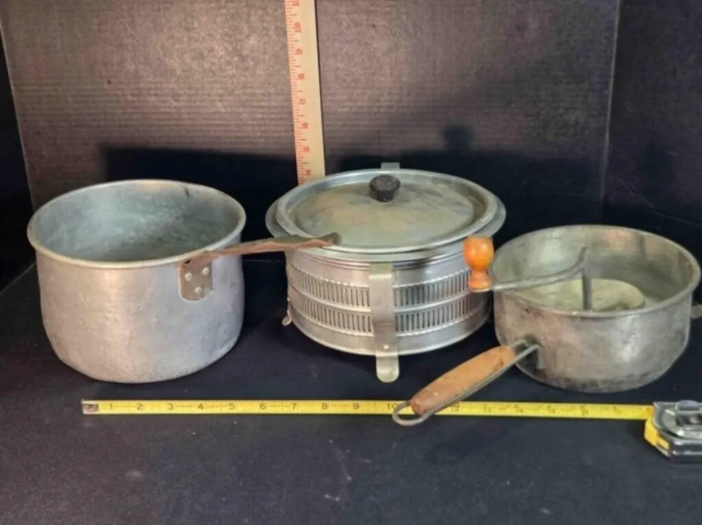 Vinage Sauce pan, double boiler, food mill