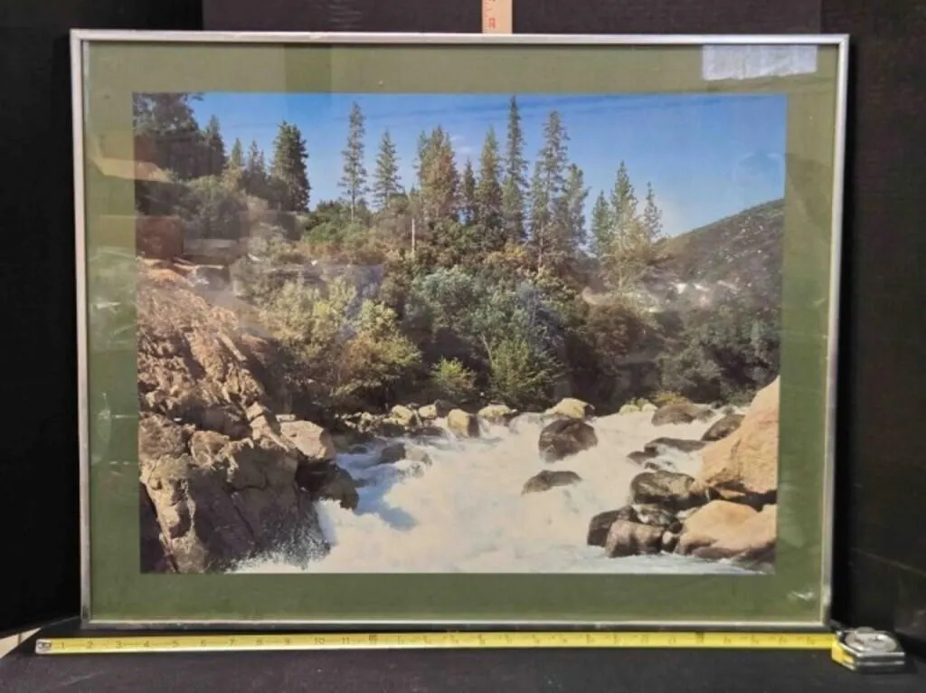 White water landscape framed photo, 28"x22"