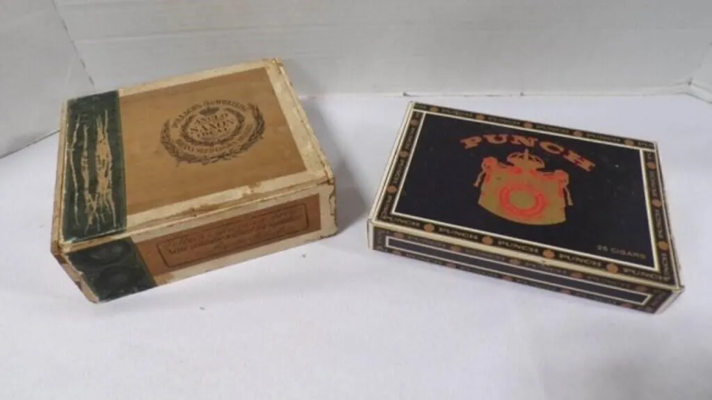 Vintage Pollack's & Punch Cigar Cardboard Boxes w/