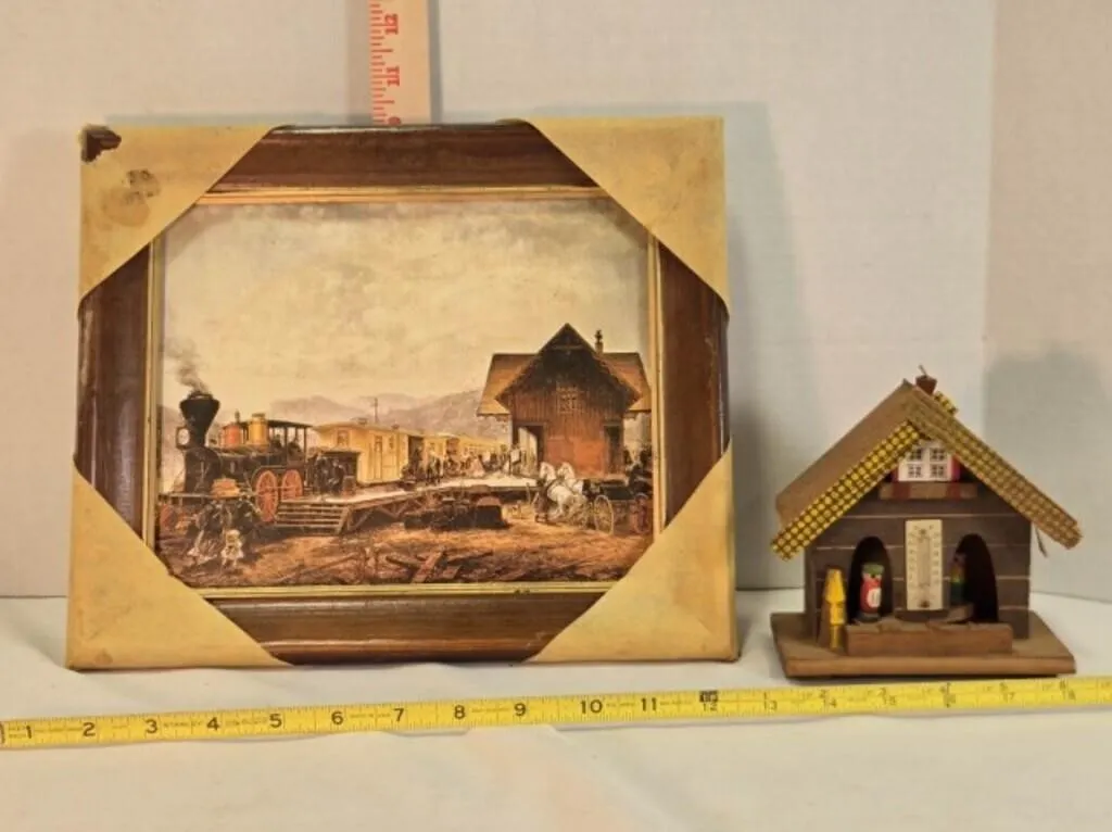Framed print & themometer