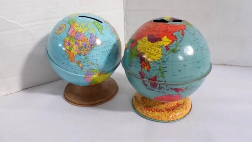 Vintage Lithograph "Globe Bank" Coin/Money Banks