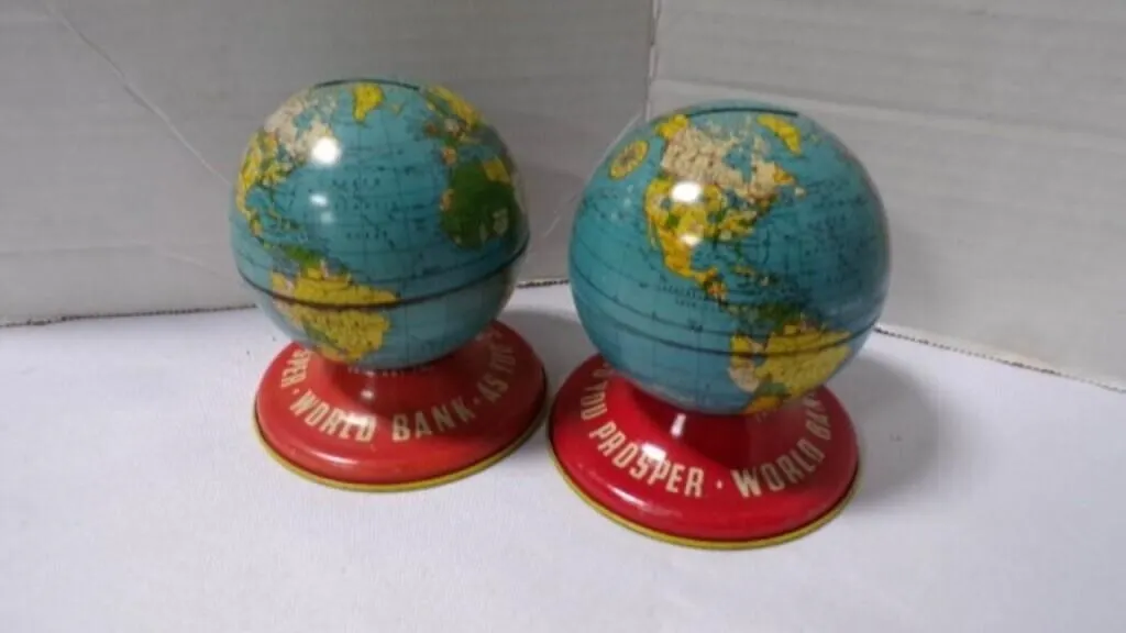 Vintage Lithograph "Globe Bank" Mini Coin Banks