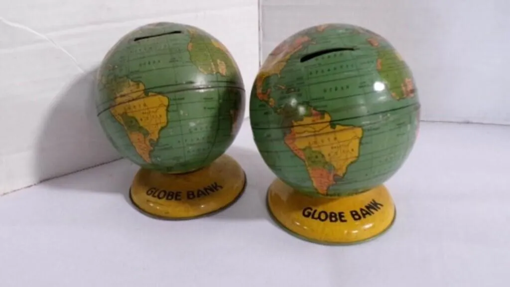 Vintage Lithograph "Globe Bank" Coin/Money Banks