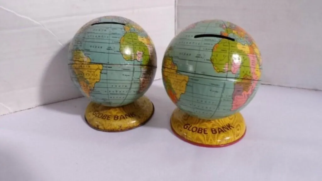 Vintage Lithograph "Globe Bank" Coin/Money Banks