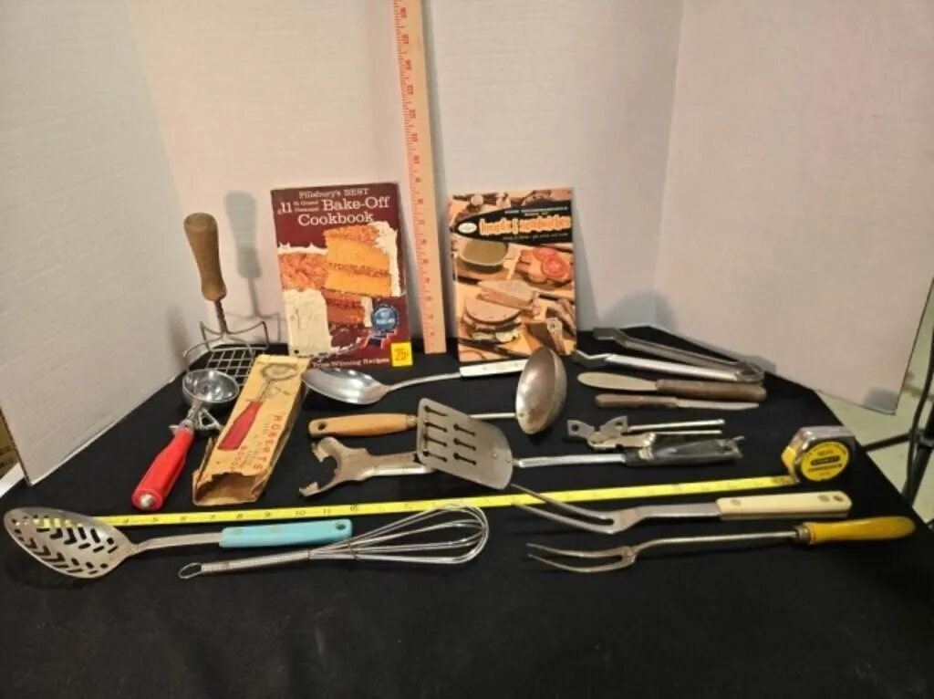 2 cookbooks & kitchenware