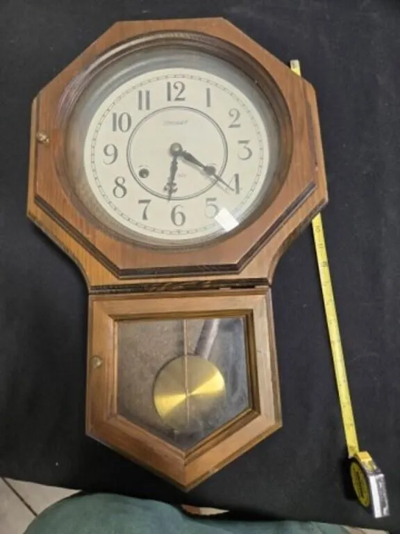 Pendulum wall clock, wind up, not tested