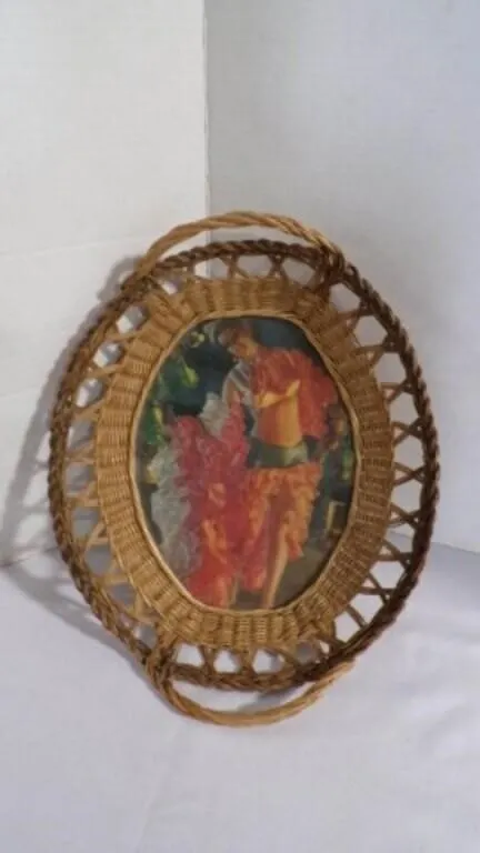 Vintage Latina Dancer Base Woven Wicker Basket