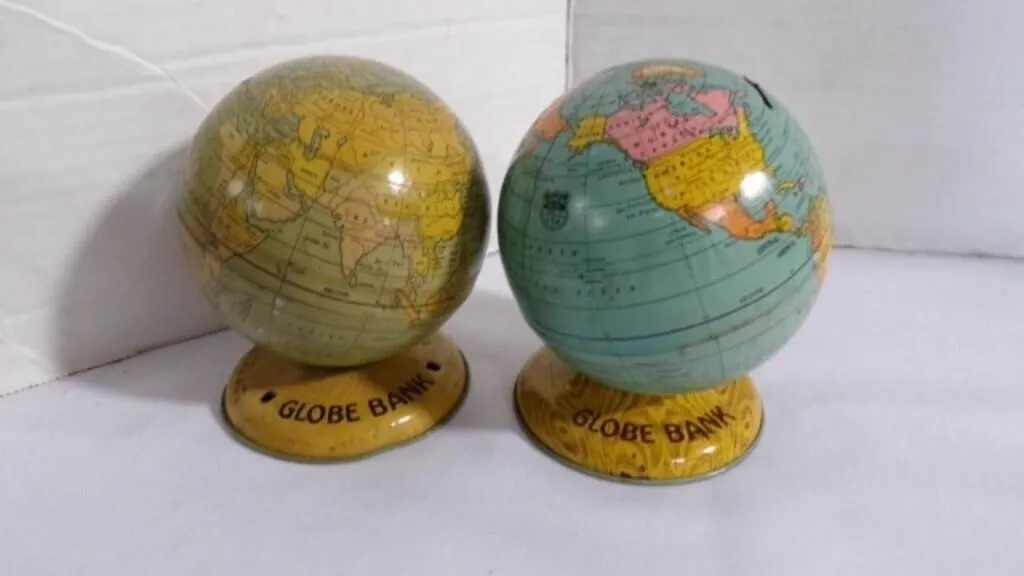 Vintage Lithograph "Globe Bank" Coin/Money Banks