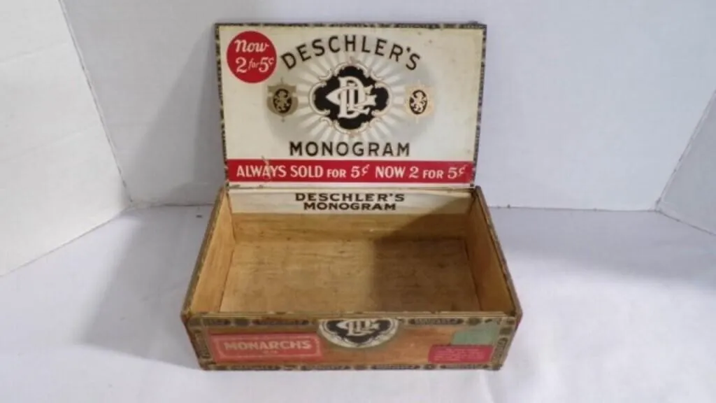 Vintage "Monarchs" Monogram Cardboard Cigar Box