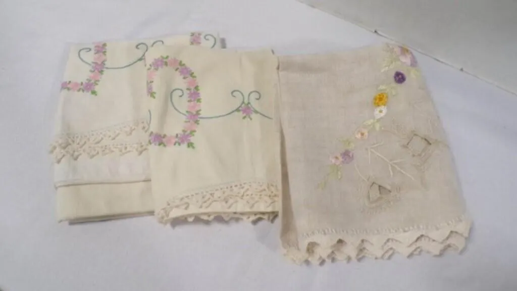 Pair of Embroidered Pillow Cases & Table runner