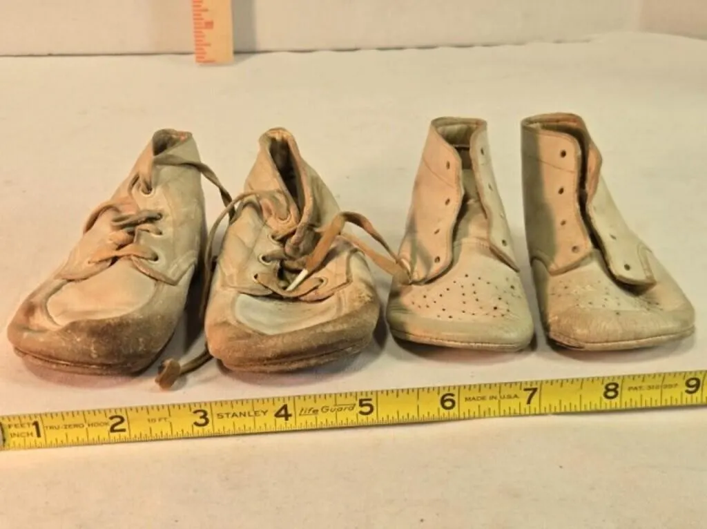 2 pair leather baby shoes