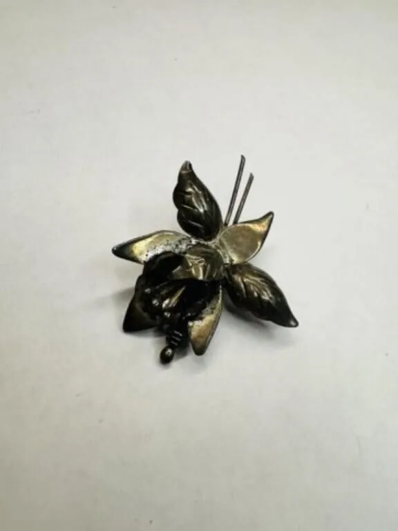 Sterling Silver 925 Orchid Brooch Hecho in Mexico