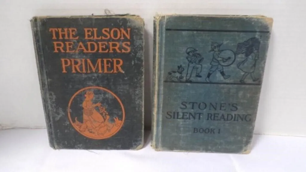 2 Antique Elementary School Textbooks