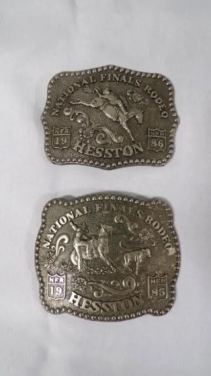 Vintage Hesston National Finals Rodeo Belt Buckles