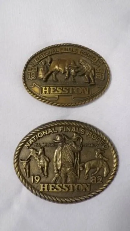 Vintage Hesston National Finals Rodeo Belt Buckles