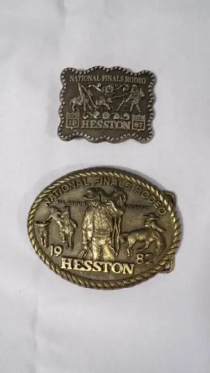 Vintage Hesston National Finals Rodeo Belt Buckles