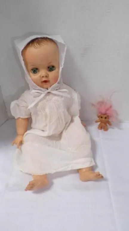 2 Vintage 20" UNEEDA Baby Doll & Troll Doll
