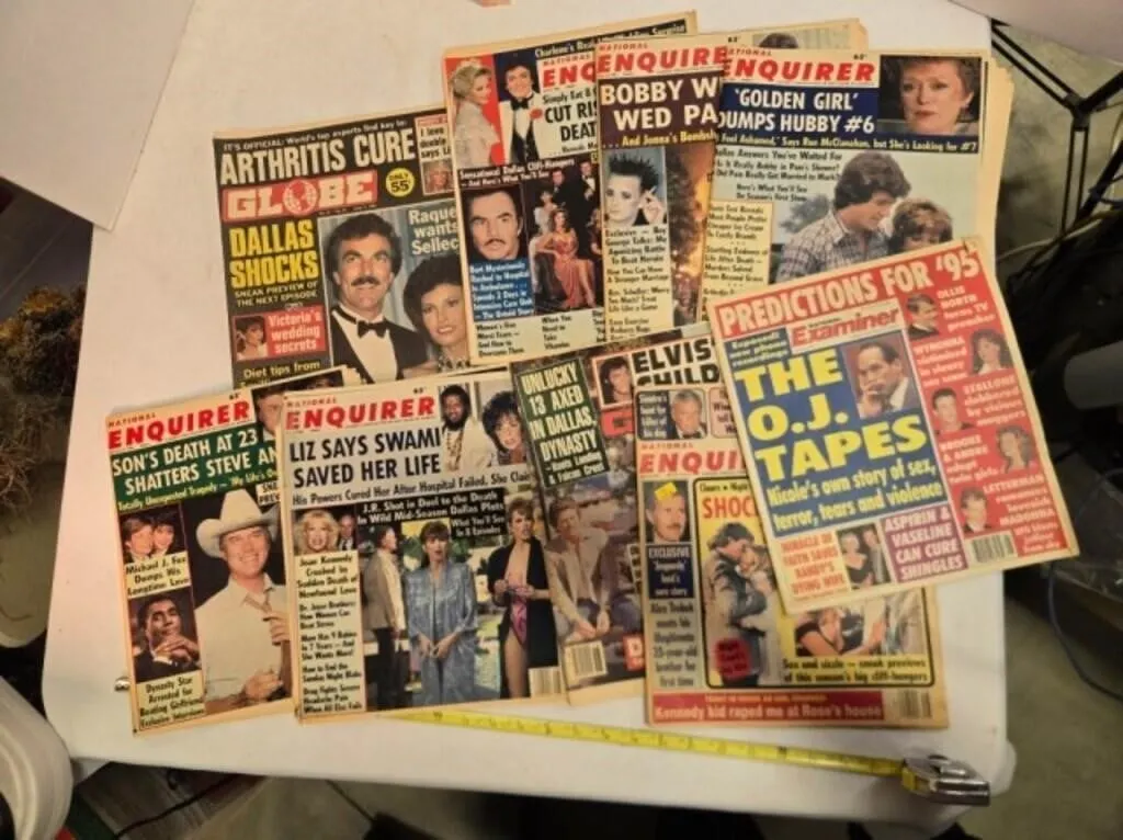 Vintage National Enquirer & Globe papers, 9 issues