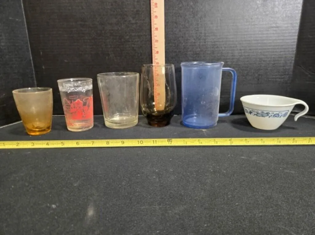 6 glasses & cups; Howdy Doody Welch's Jelly jar