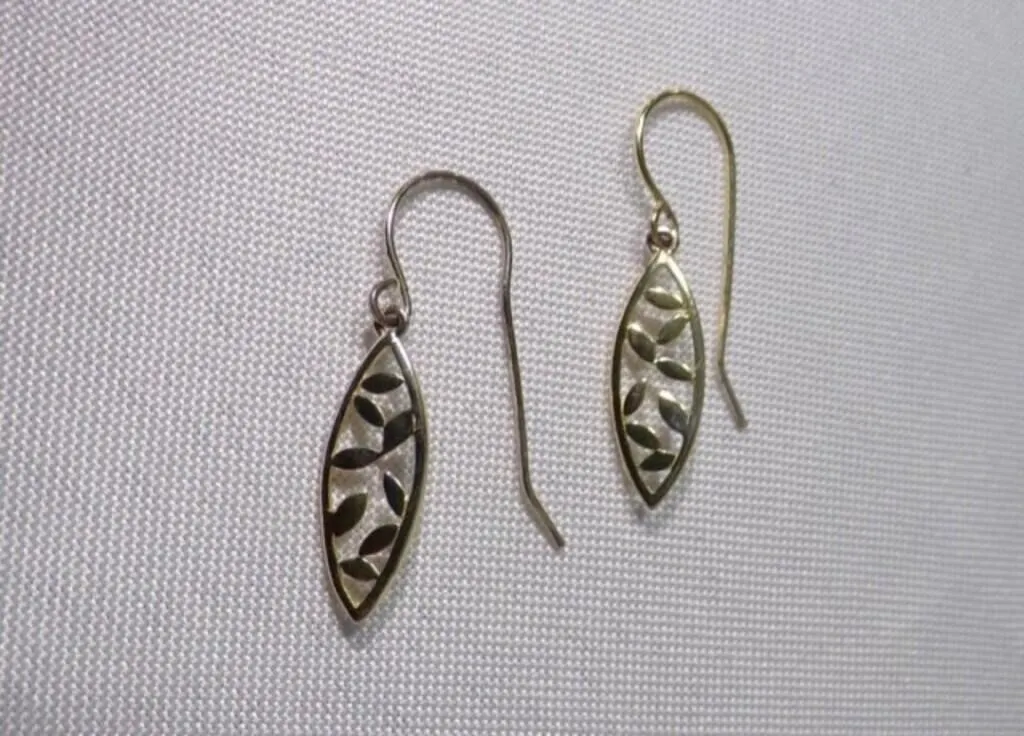 2-Tone Gold Frame & Silver Interior Leaf Earrings