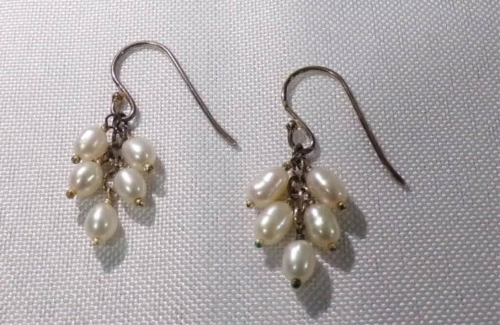 Vintage Freshwater Pearl Cluster Drop Earrings