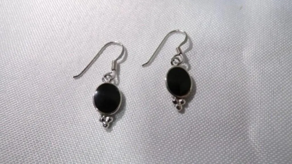 Oval Black Onyx Sterling Silver Cabochon Earrings