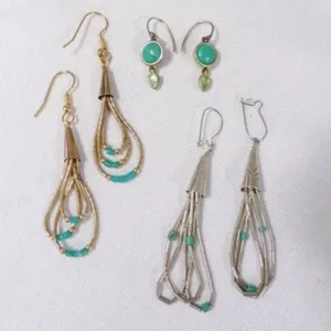 3 Vintage Southwestern Metal Dangle Earrings