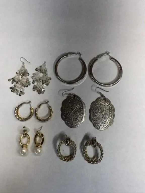 6 pr Pierced Hoop Earrings-Fashion Costume Jewelry