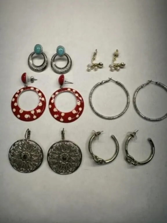6 pr Earrings-Fashion Costume Jewelry-2 pr clip-on