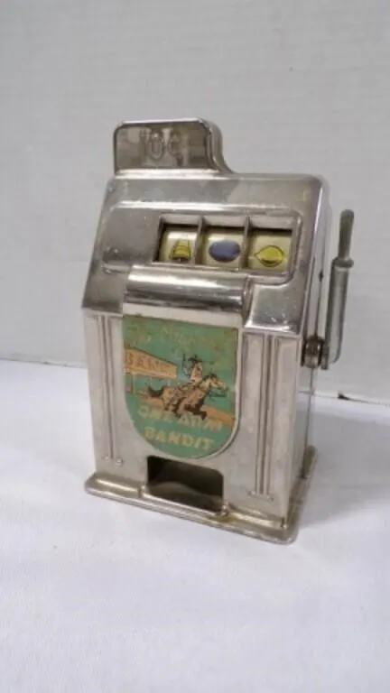 Vintage Las Vegas Cowboy Slot Machine Coin Bank
