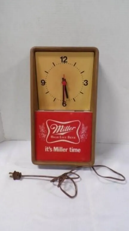 1980's Miller High Life Lighted Bar Wall Clock