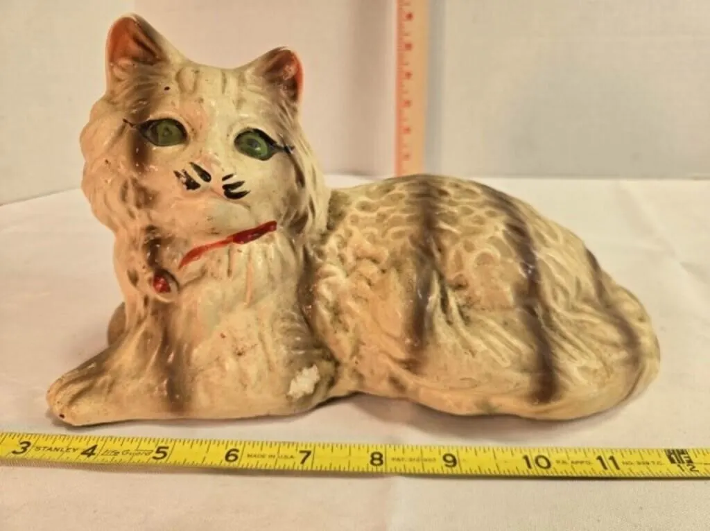 Vintage Chalkware Cat Figurine, 11" long