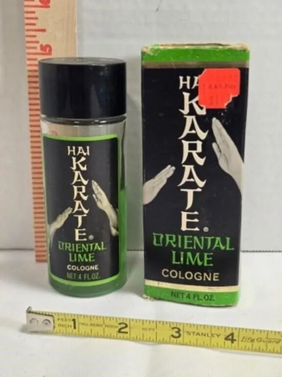 Vintage Hai Karate Oriental Lime Cologne, 1/2 full