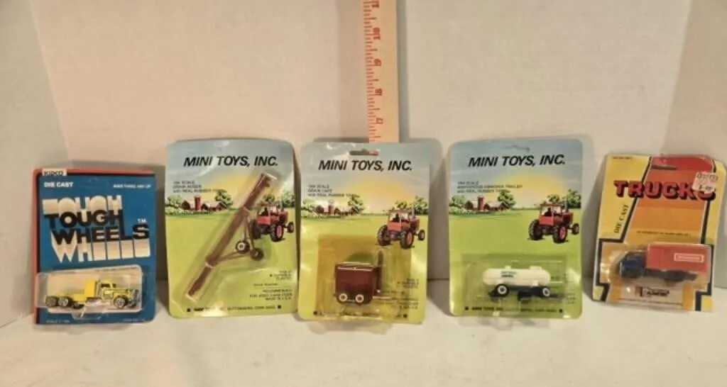 5 model trucks & farm implements
