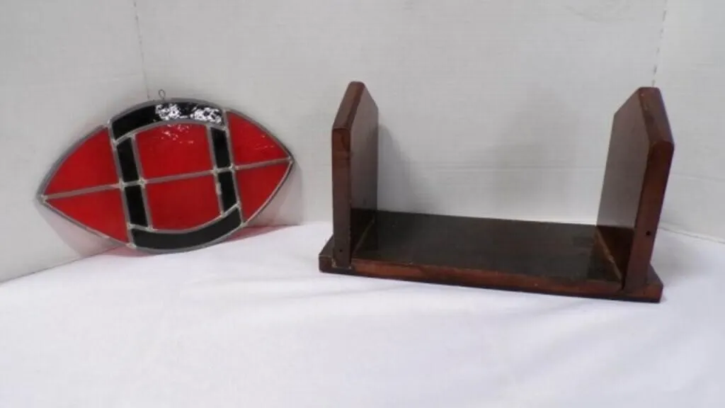 Wood Book Through & Glass/Metal Hanging Football