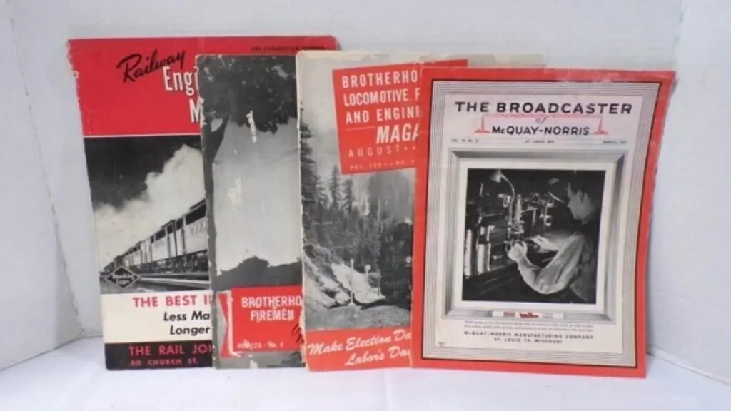 4 Vintage Railroad Magazines & Trade Booklet