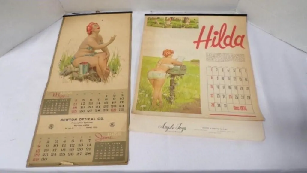2 Vintage Duane Bryers Hilda Pin-Up Calendars
